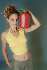 Image showing woman with jerry can