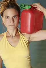 Image showing woman with jerry can