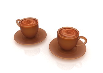 Image showing Coffee cups on saucer