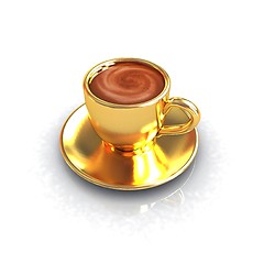 Image showing Gold coffee cup on saucer