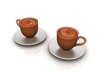 Image showing Coffee cups on saucer