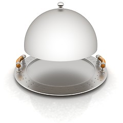 Image showing restaurant cloche with open lid 