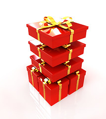 Image showing Gifts with ribbon on a white background