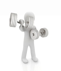 Image showing 3d mans with metall dumbbells