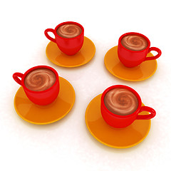 Image showing Coffee cups on saucer