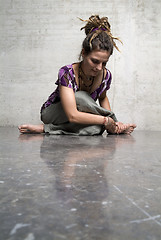 Image showing woman sits on the bottom