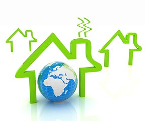 Image showing earth and icon house on white background 