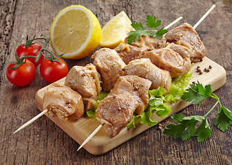 Image showing raw marinated pork kebab meat