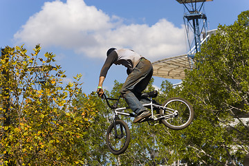 Image showing BMX biker airborne