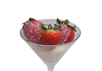 Image showing Strawberries and cream in a glass