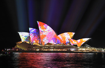 Image showing SYDNEY, AUSTRALIA - JUNE 2, 2014; Sydney Opera Hosue illuminated