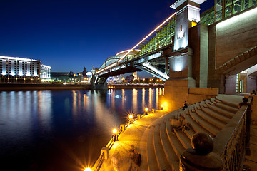 Image showing moscow city night landscape with a bridge