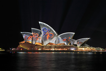 Image showing SYDNEY, AUSTRALIA - JUNE 2, 2014; Sydney Opera House illuminated