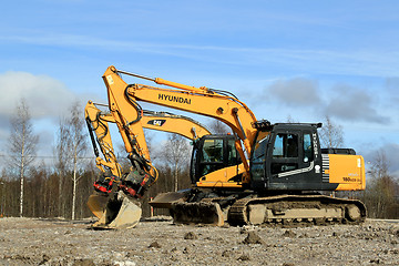 Image showing Excavators at Construction Site