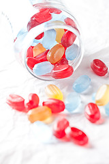 Image showing colorful candies in glass jar