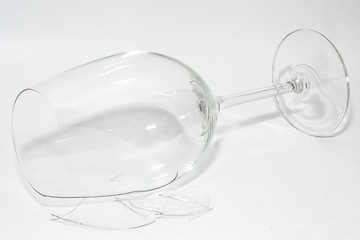 Image showing Shattered broken-down wine glass with sharp shards