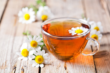 Image showing cup of tea with chamomile flowers