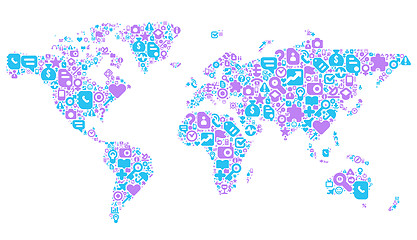 Image showing Blue and violet concept of World map