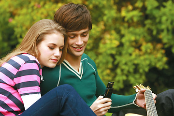 Image showing Romantic young couple relaxing