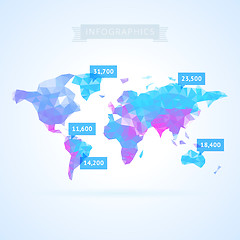 Image showing World map with infographics elements