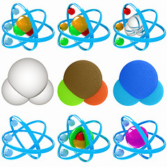 Image showing Set of 3d illustration of a leather water molecule