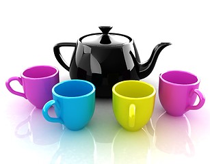 Image showing colorfall cups and teapot