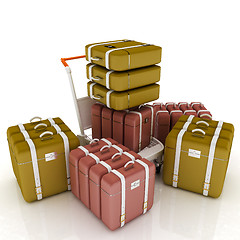 Image showing Trolley for luggage at the airport and luggage