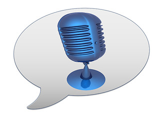 Image showing messenger window icon and blue metal microphone 