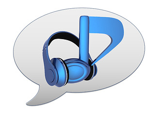 Image showing messenger window icon. Blue headphones and note