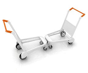 Image showing Trolleys for luggages at the airport