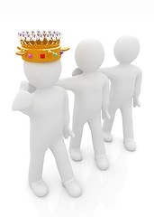 Image showing 3d people - man, person with a golden crown and 3d man