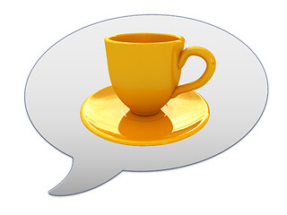 Image showing messenger window icon. Coffee cup on saucer