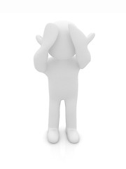 Image showing 3d personage with hands on face on white background. Series: hum