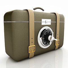 Image showing Leather suitcase-safe.