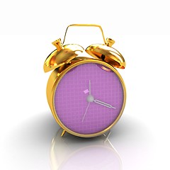 Image showing 3d illustration of glossy alarm clock against white background 