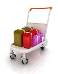 Image showing Trolley for luggage at the airport and luggage