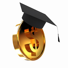 Image showing Graduation hat on gold dollar coin