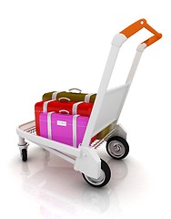 Image showing Trolley for luggage at the airport and luggage