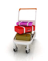 Image showing Trolley for luggage at the airport and luggage