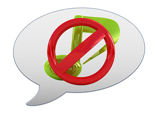 Image showing messenger window icon. Prohibition of noise and music 