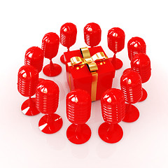 Image showing microphones around gift box