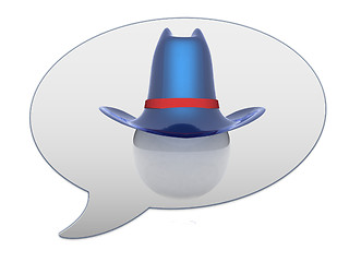 Image showing messenger window icon. 3d blue metallic hats on white ball. Sapp