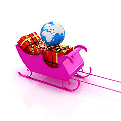 Image showing Christmas Santa sledge with gifts