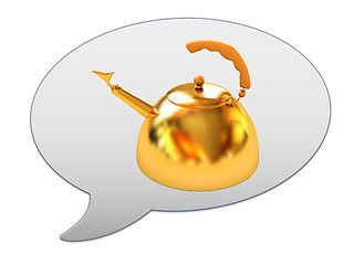 Image showing messenger window icon and glossy golden kettle 