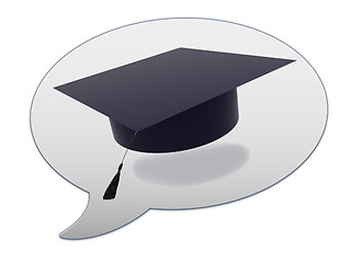 Image showing messenger window icon and Graduation hat 