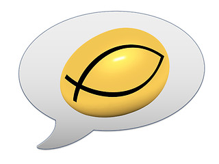 Image showing messenger window icon and Gold egg with a symbol of Christianity