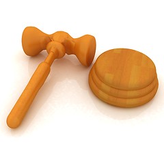 Image showing Wooden gavel isolated on white background