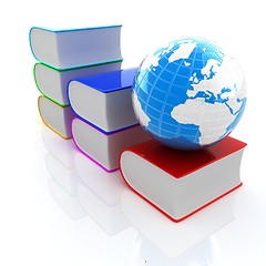 Image showing Glossy Books Icon isolated on a white background and earth