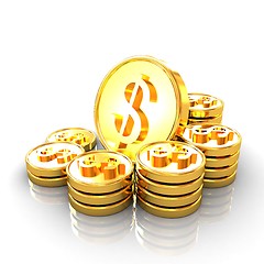 Image showing gold coin ctack on a white background 
