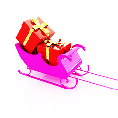 Image showing Christmas Santa sledge with gifts